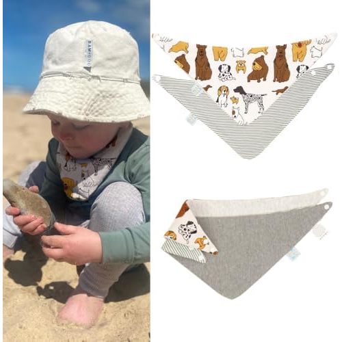 Reversible Bandana and Teether Bibs for Baby Boys & Girls - 100% Cotton Bibs Absorbent, Durable and Easy to Clean