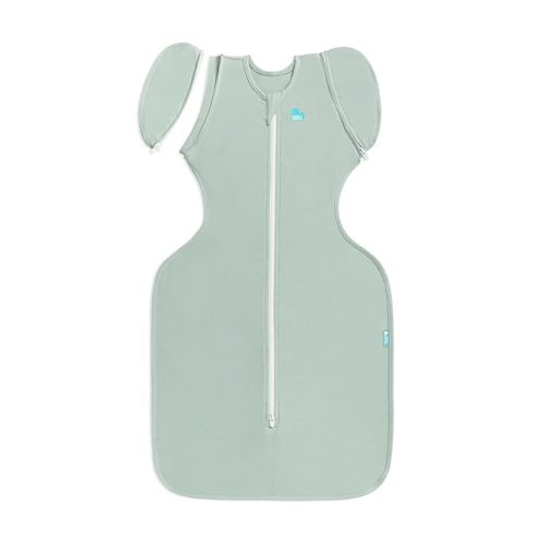 Love to Dream Swaddle Up Transition Bag - Arms Up Position - Light and Ultra Breathable Cotton - Twin Zip - Zip Off Wings - Spring, Summer - Sleep Bag - 0.2TOG - Olive, Medium (6-8.5kg)