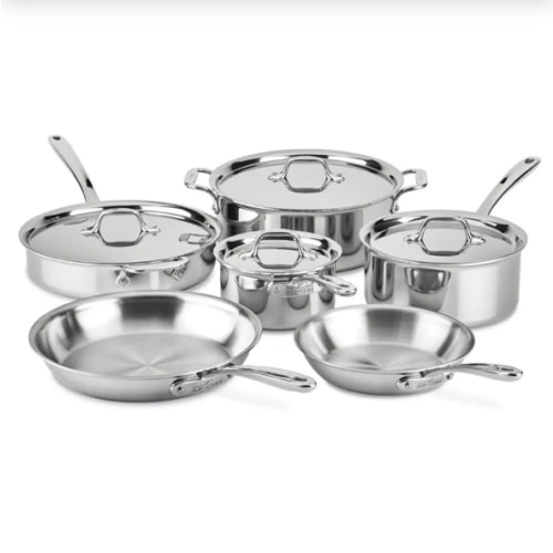10 Piece Pots and Pans Set - D3 Everyday Stainless | All-Clad