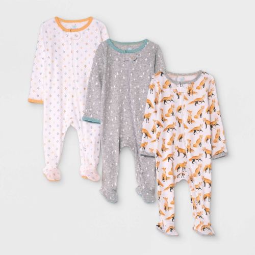 Baby Boys' 3pk Fox Sleep N' Play - Cloud Island™ Orange - 0-3 Months