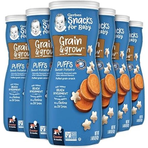 Gerber Baby Snacks Puffs, Sweet Potato, 1.48 Ounce (Pack of 6)