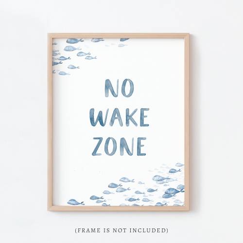 No Wake Zone Fish Watercolor Art Print for Nautical Nursery or Kid's Room