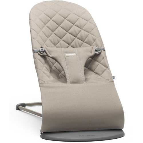 BabyBjorn Bouncer Bliss, Dark Gray Frame Classic Quilt Cotton Sand Gray