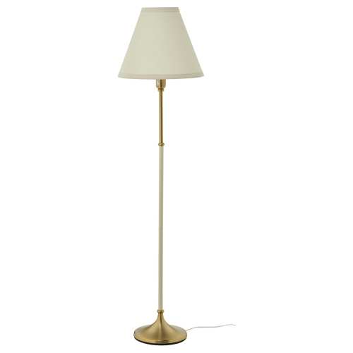 FLYGHÖJD Floor lamp - brass/beige