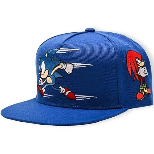 Concept One Men's Sonic The Hedgehog Cap, Embroidered Logo Baseball Hat with Flat Brim, Adjustable