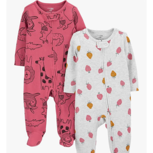 Simple Joys by Carter's Baby Girls' 2-Way Zip Thermal Footed Sleep and Play, Pack of 2
