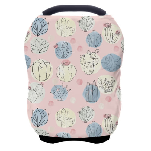Car Seat Covers for Babies - Multi- use Nursing Carseat Canopy, Breastfeeding Covers, Baby Shower Gifts for Boys and Girls (Cactus)