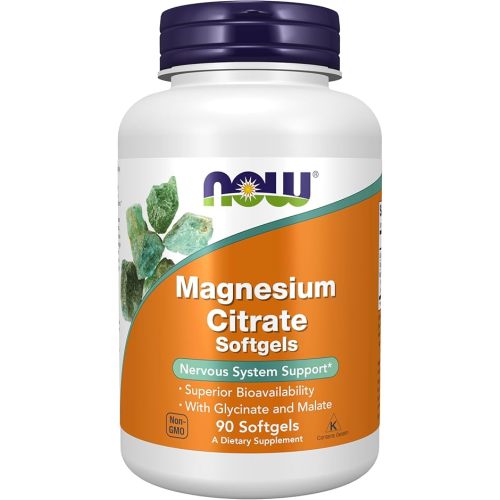 NOW Foods Supplements, Magnesium Citrate, With Glycinate & Malate, Nervous System Support*, 90 Softgels