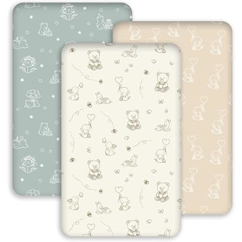 3 Pack Bedside Bassinet Sheets Girl & Boy 33" x 20" Rectangle