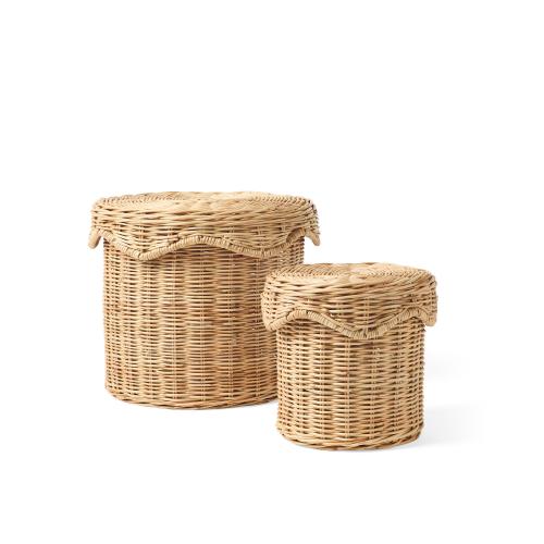 Rattan Wave Lidded Basket (Set of 2)