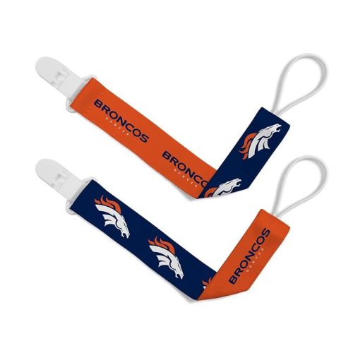 Baby Fanatic Officially Licensed Unisex Pacifier Clip 2-Pack - NFL Denver Broncos - Officially Licensed Baby Apparel