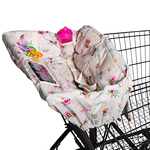 Disney Baby by J.L. Childress Shopping Cart & High Chair Cover - for Baby, Kids, Toddler, Girl - Phone Holder and Toy Loops - Extra Large, Universal Grocery Cart Cover - Disney Princess
