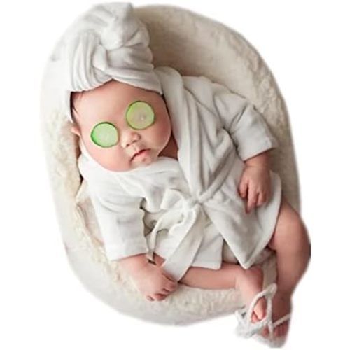 Newborn Baby Photography Props Outfit Robe Bathrobes Towel Sets & Cucumber Slices for Baby Boys Girls Posing Photo Prop