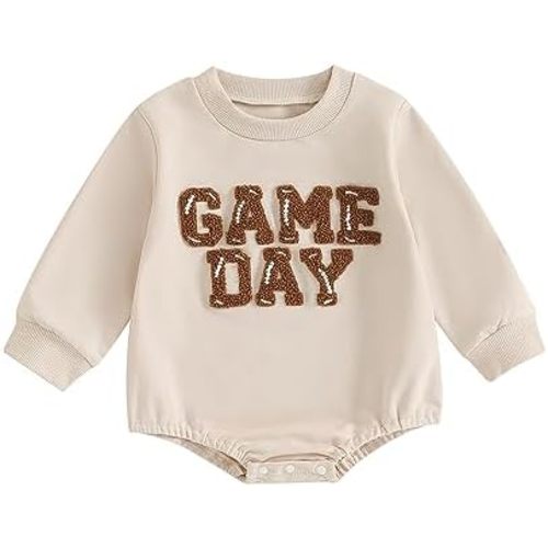 FYBITBO Baby Football Outfit Girl Boy Sundays We Watch Football with Daddys Mommy Onesie Fall Winter Baby Clothes