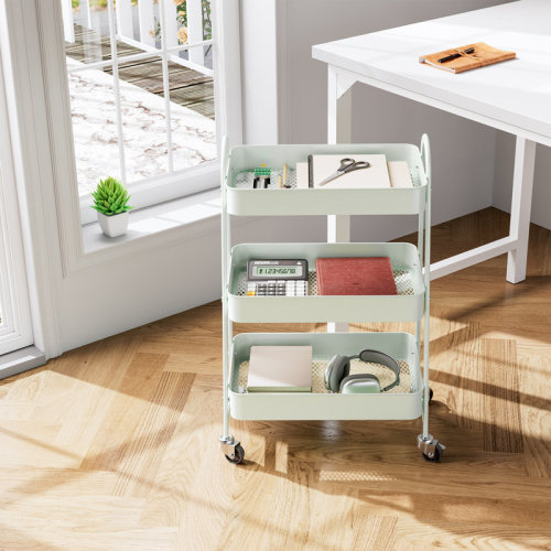 Smugdesk.com 3-Tier Rolling Utility Cart with Locking Wheels, Metal Storage Organizer & Reviews | Wayfair