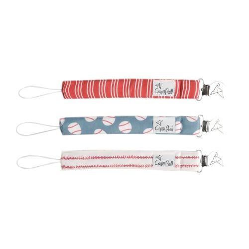 Copper Pearl Pacifier Clip 3-Pack - Stylish Stainless Steel Pacifier Holder Clip for Baby Girls and Boys - Baby Pacifier Clips for No More Floor Drops - Slugger