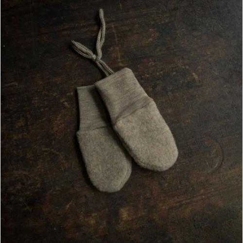 Baby Merino Wool Fleece Mittens - Walnut Melange