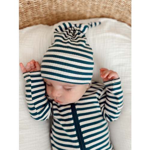 Steel Blue Stripe / Organic Ribbed Beanie
