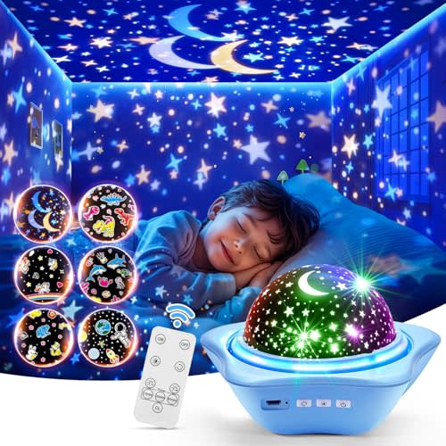 Glow in The Dark Stars for Ceiling, 42 Effects+6 Flims+Remote Star Projector for Kids Night Light for Kids, 360° Rotation+Rechargeable Baby Night Light Projector, Star Lights, Room Decor, Toy, Gift