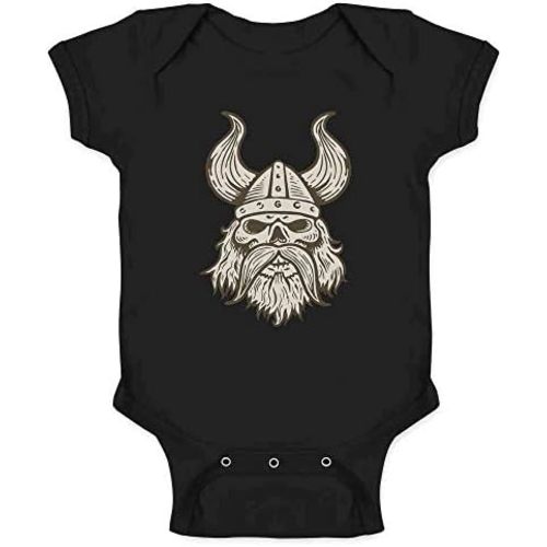 Pop Threads Viking Skull Helmet Infant Baby Boy Girl Bodysuit