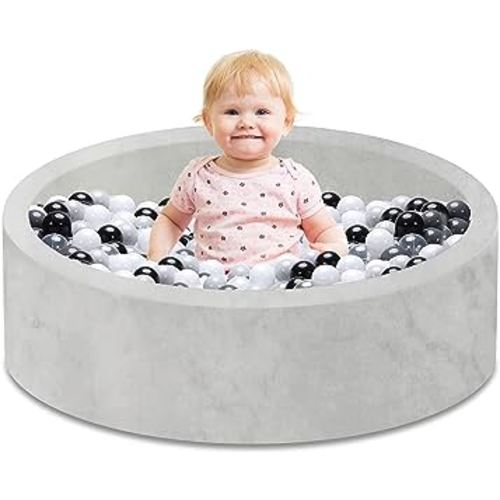 Foam Ball Pit for Toddlers, IAGBIBUI Round Soft Ball Pool Pits for Indoor Playpen, Gift Toy for Kids Children and Babes, Grey (Balls Not Included)
