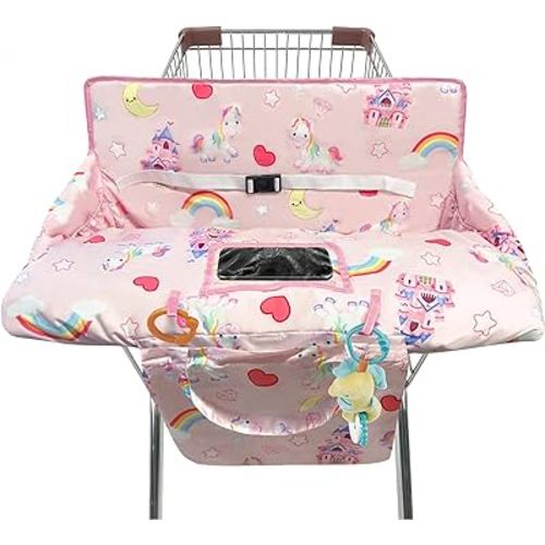 Shopping Cart Cover for Baby,2-in-1 High Chair Cover with Portable Cloth Bag,Cart Seat Pad for Babies Grocery Cushion Cover Restaurant,Suitable for All Supermarkets