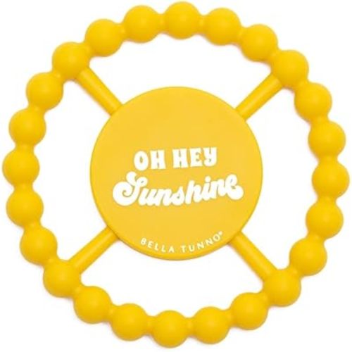 Bella Tunno Happy Teether – Soft & Easy Grip Baby Teether Toy, Silicone Teether Ring to Help Soothe Gums, Non-Toxic and BPA Free, Oh Hey Sunshine