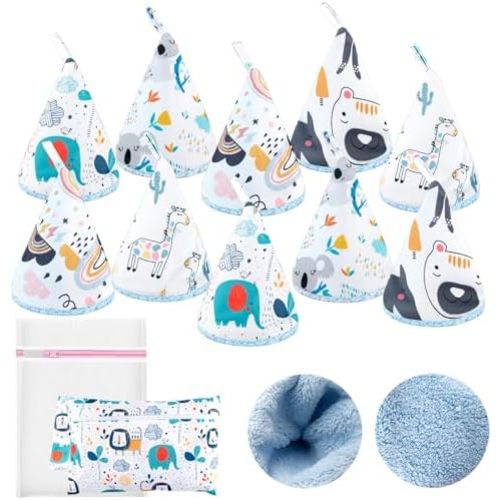 10 Pcs Coral Velvet Peepeeteepe Baby Boy with Storage Bag & Laundry Bag, Strong Water Absorption Pee Peep Teepee for Baby Boy, Reusable Pee Covers for New Parents Gift