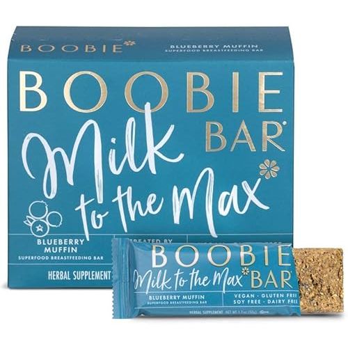 Boobie Bar Blueberry Muffin Lactation Bar | #1 Selling Lactation Snack Bars | Gluten Free & Vegan Lactation Snacks To Support Milk Supply Increase, 6 Bars (1 Box)