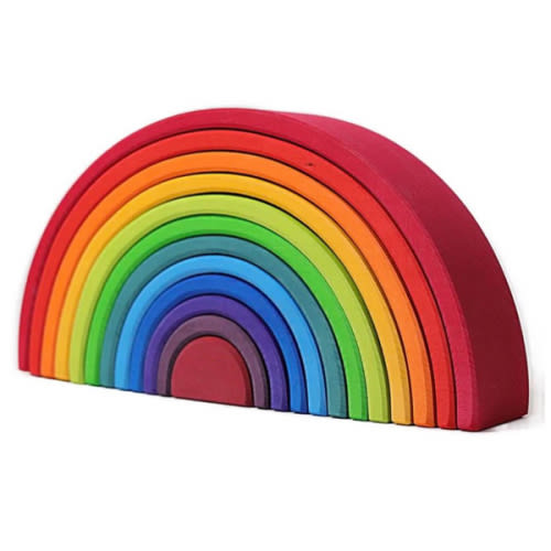 12-Piece Wooden Rainbow Stacking Tunnel