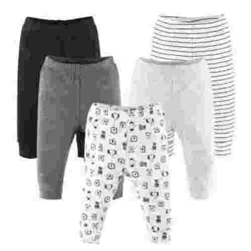 The Peanutshell Baby Boy or Baby Girl Pants Set, 5 Pack, Grey Safari Animals