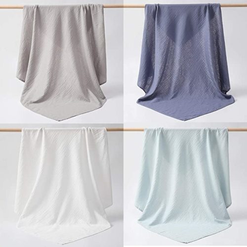 Muslin Swaddle Blankets, Baby Swaddle Blanket, Large 47 x 47 inches Muslin Baby Blanket wrap for Baby Boys and Girls, 4 Pack, Solid Color, Grey Blue White Green
