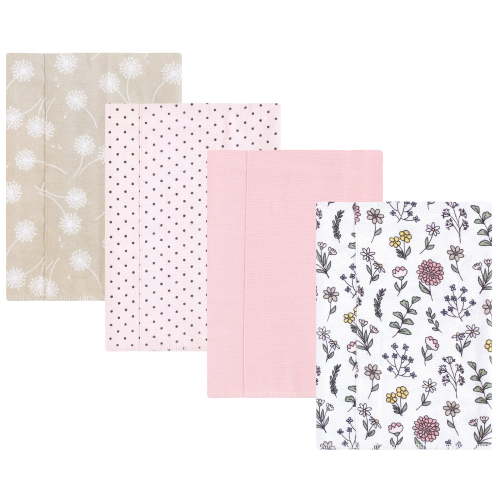 Hudson Baby Infant Girl Cotton Flannel Burp Cloths, Dandelion Wish, One Size