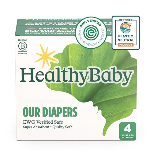 Our Diapers | EWG Verified Safe & Plant-Based Diapers | Leak Protection | Soft Organic Cotton Shell | Chlorine-Free Diaper for Sensitive Skin | Size 4 (22-32 lbs) 50 Count