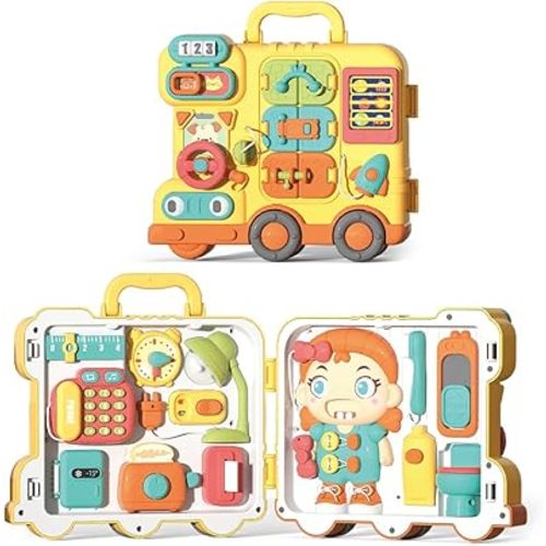 Musical Montessori Busy Board for 1 Year Old to 4 Years Old | 8-in-1 Sensory Gameplay | Educational Toys for Babies | Fine Motor Skills, Thinking & Senses | Toddler Busy Board Gift for Girls & Boys