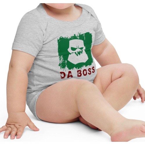 Da Boss Ork Waaagh Wargaming Baby Grow Wargamer baby Miniature Collectors wargamer gift Baby short sleeve bodysuit