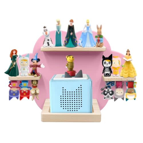 Taladad for TonieBox and Tonie Shelf Cloud,Tonies Storage for 12-20 Tonie Figures Characters Magnetic Wall Shelf for Tonies Toniebox, Charging Station (Pink)