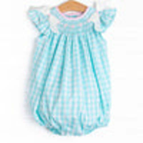 Traditional Teal Smocked Bubble, Green – Stitchy Fish