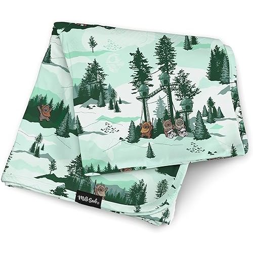 Milk Snob Star Wars Swaddle Blanket, Soft Receiving, Security Bed and Play Blanket, Toddler and Infant Baby Bedding Registry and Shower Gifts (Endor Escape) 34 * 34 inches