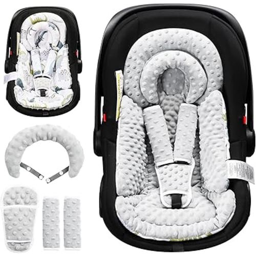 Infant Car Seat Insert with Removable Cushion for Baby Preemie Newborn Infant, Reversible carseat Insert Head Body Support Fits for Stroller, Baby Swing, Rocker, Bouncer, Bassinet - Grey