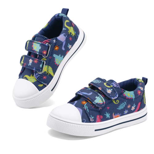 Kushyshoo Kids Canvas Sneakers Colorful Dinosaurs Size 9 Toddler Girls' Shoes