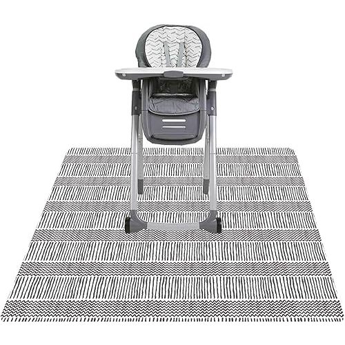 Splat Mat for Under High Chair/Arts/Crafts, Triluby 51" Waterproof Non Slip Food Splash Mat for Eating Mess, Washable Weaning Mat Reusable Spill Floor Protector (Stripe)