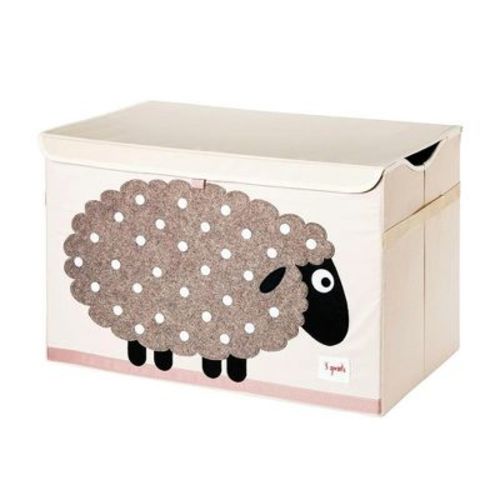 3 Sprouts Collapsible Multipurpose Toy Chest Lidded Storage Organizer Bin For Kids And Toddler Playroom Or Bedroom, Gray Sheep