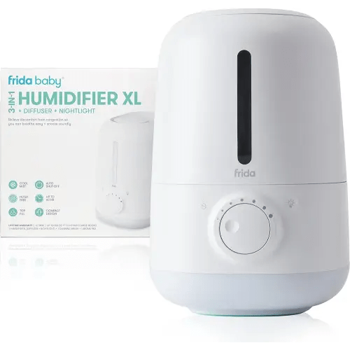 Frida Baby 3-in-1 XL Top Fill Humidifier for Bedroom, 6L Tank Cool Mist Humidifier for Large Rooms + Diffuser, Nightlight, Auto Shut-Off, Quiet, Carry Handle, Night Light, Essential Oil Diffuser