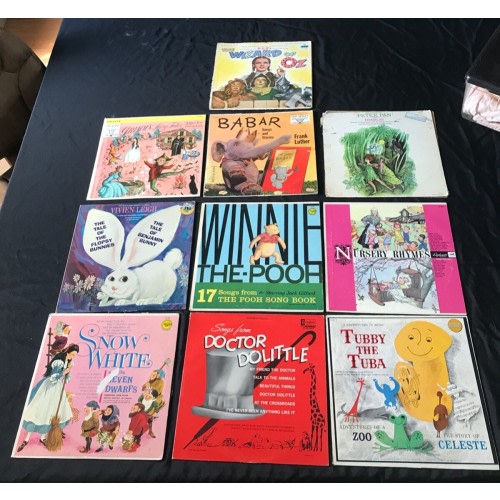 10 Vintage Children's Records, including Wizard of Oz and Snow White