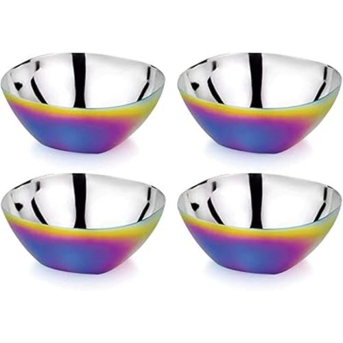Ahimsa Stainless Steel Bowls for Kids - Pediatrician Designed, 12oz Toddler Bowl, Non Toxic Stainless Steel Snack Bowls Set, Non Plastic Kids Bowl, Dishwasher Safe (Set of 4 Rainbow)