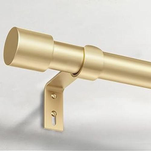 Heavy Duty Curtain Rods for Windows 48 to 84 Inch, 1 Inch Gold Curtain Rods for Outdoor, Farmhouse, Bedroom, Kitchen, Living Room, Adjustable Easy Install Curtain Rods (A2,Gold,30"-90")
