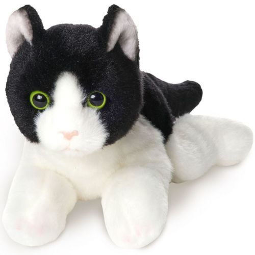 Bearington Collection Lil' Domino Plush White and Black Cat Stuffed Animal, 8 Inch