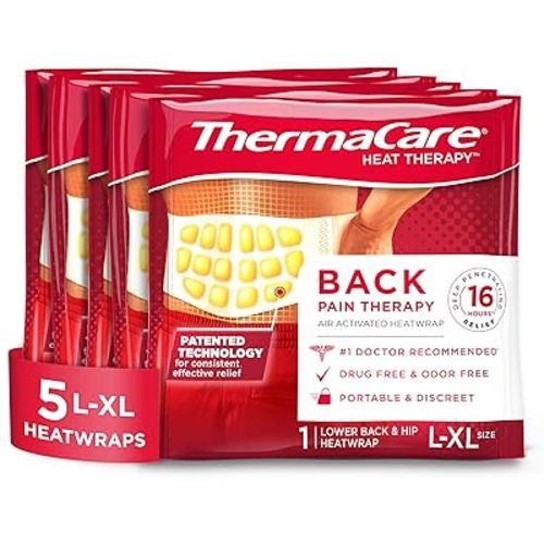 ThermaCare Advanced Back & Hip HeatWraps - Adhesive, Disposable Heat Therapy Pads for Lower Back Pain, Muscle Aches, & Herniated Disc Relief - Drug-Free - Long-Lasting - L/XL - 5-Count