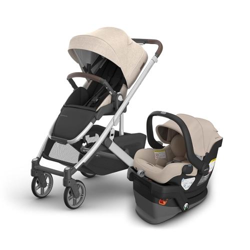 UPPAbaby Cruz V3 Stroller + Mesa V3 Car Seat Travel System Combo – Toddler Seat, Bumper Bar, Bug and Rain Shields, Car Seat Base, and Infant Insert Included – Declan (Oat Mélange)